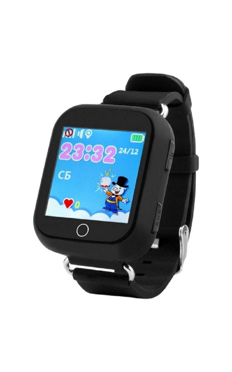 Q100 черный  кварцевые наручные часы Smart Baby Watch  Q100 черный