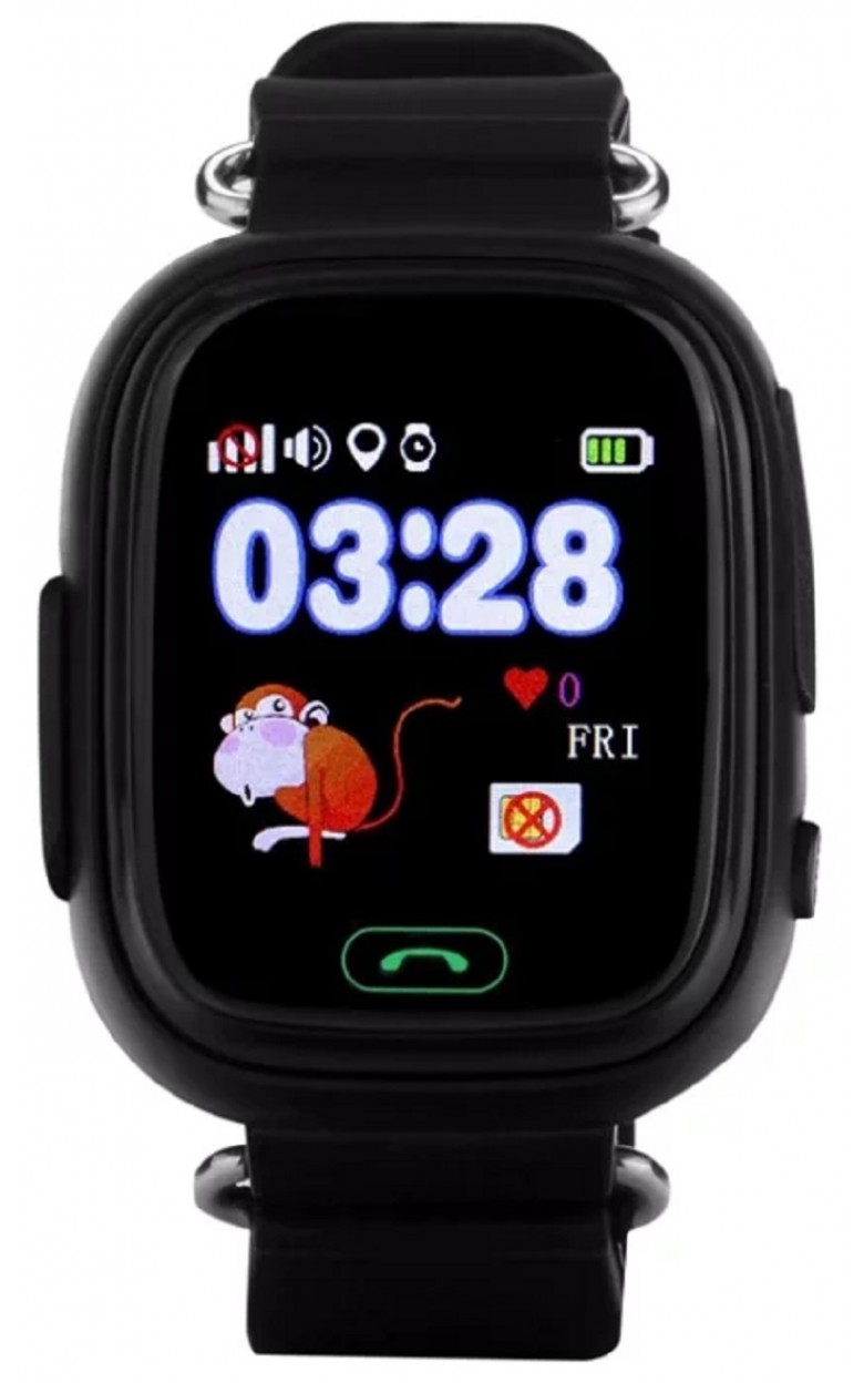 Q90 черный  кварцевые наручные часы Smart Baby Watch  Q90 черный