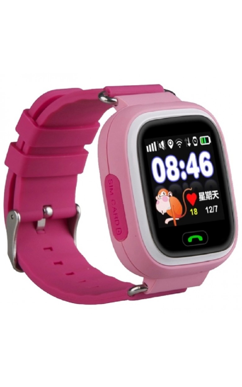 Q90 розовый  кварцевые наручные часы Smart Baby Watch  Q90 розовый