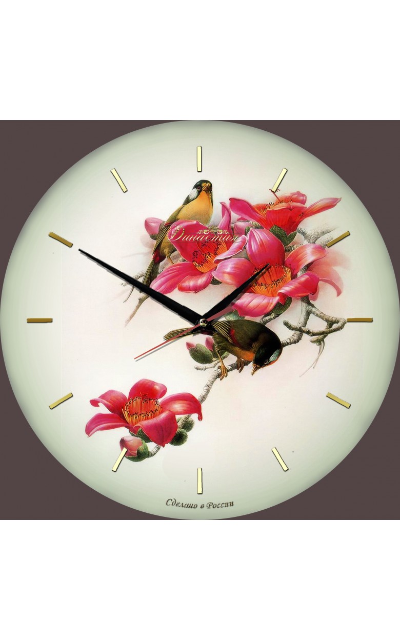 01-012 Настенные часы из стекла  01-012 "Птички"