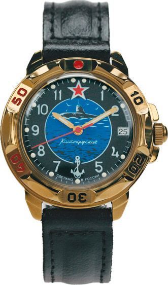 439163  механические наручные часы Восток "Командирские" логотип Подводная лодка ВМФ  439163