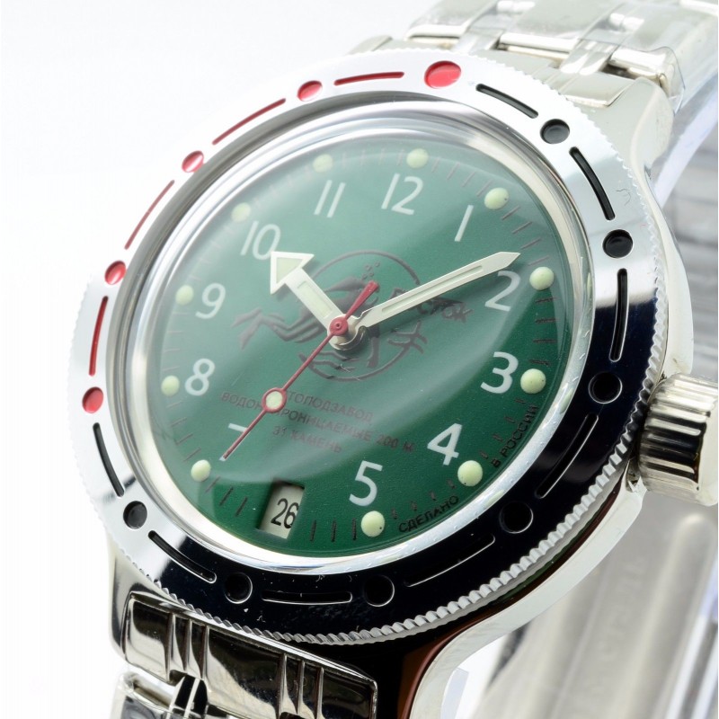 420386 russian watertight Men's watch механический wrist watches Vostok "Amphibia"  420386