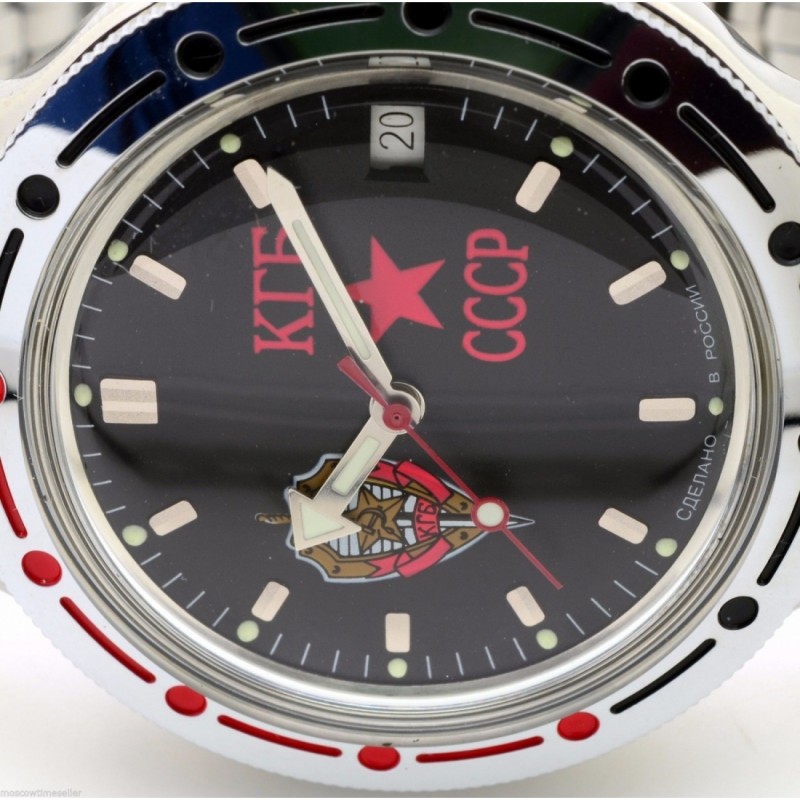 420457 russian watertight механический wrist watches Vostok "Amphibia" for men logo КГБ СССР  420457