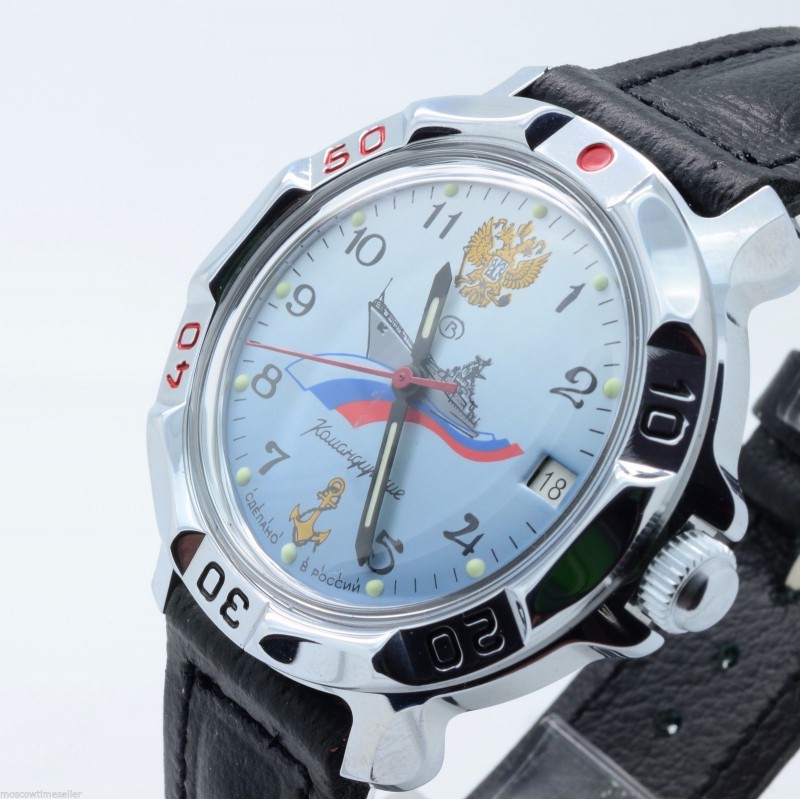 811619  механические часы Восток "Командирские" логотип ВМФ  811619