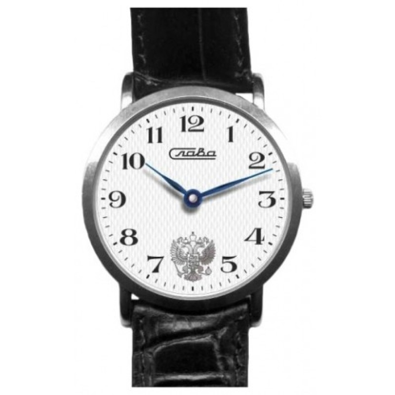 1121270/300-2035  кварцевые наручные часы Слава "Премьер" логотип Герб РФ  1121270/300-2035