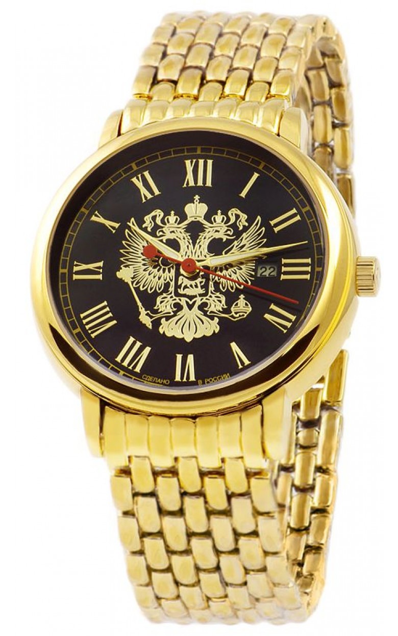 1419733/2115-100  кварцевые наручные часы Слава "Традиция" логотип Герб РФ  1419733/2115-100