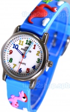 101-1 синие машинки  кварцевые наручные часы Радуга  101-1 синие машинки