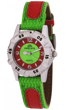105-2 зелено/красные  кварцевые наручные часы Радуга  105-2 зелено/красные