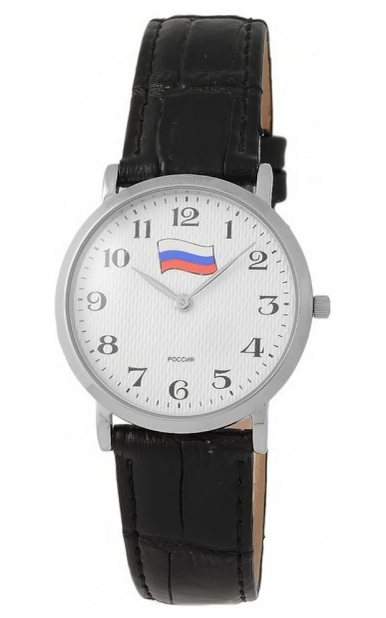 1121269/300-2025  кварцевые часы Слава "Премьер" логотип Флаг РФ  1121269/300-2025