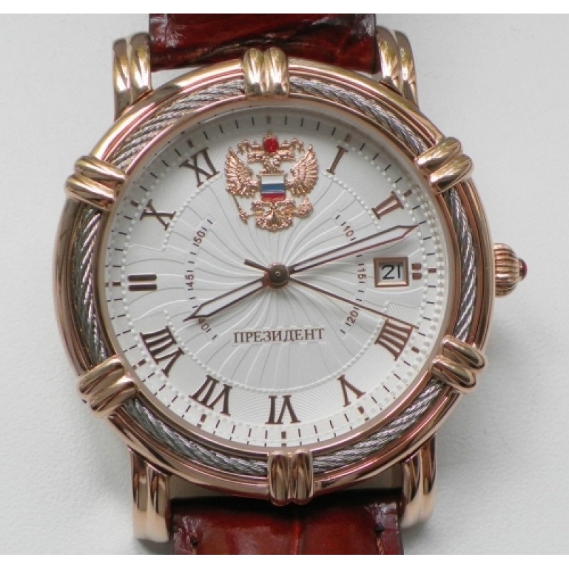4459471  механические с автоподзаводом наручные часы Русское время "Президент" логотип Герб РФ  4459471