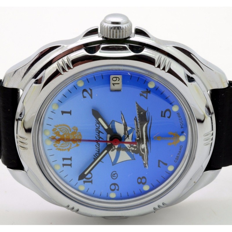 211139  механические часы Восток "Командирские" логотип ВМФ  211139