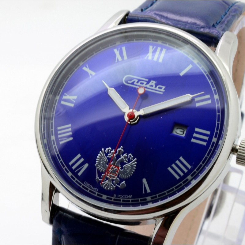 1401720/2115-300  кварцевые наручные часы Слава "Традиция" логотип Герб РФ  1401720/2115-300