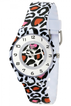 209 белый леопард  кварцевые наручные часы Радуга  209 белый леопард