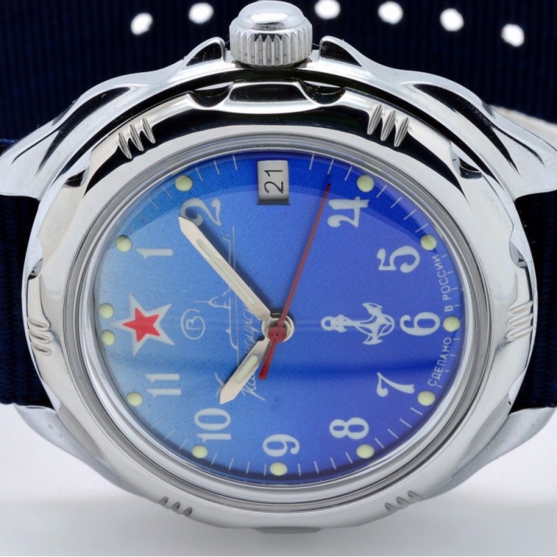 211289  механические наручные часы Восток "Командирские" логотип ВМФ  211289