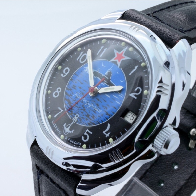 211163  механические наручные часы Восток "Командирские" логотип Подводная лодка ВМФ  211163