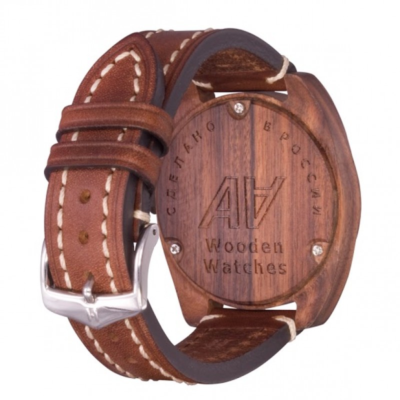 S4 Brown-R-B  кварцевые наручные часы AA Wooden Watches  S4 Brown-R-B