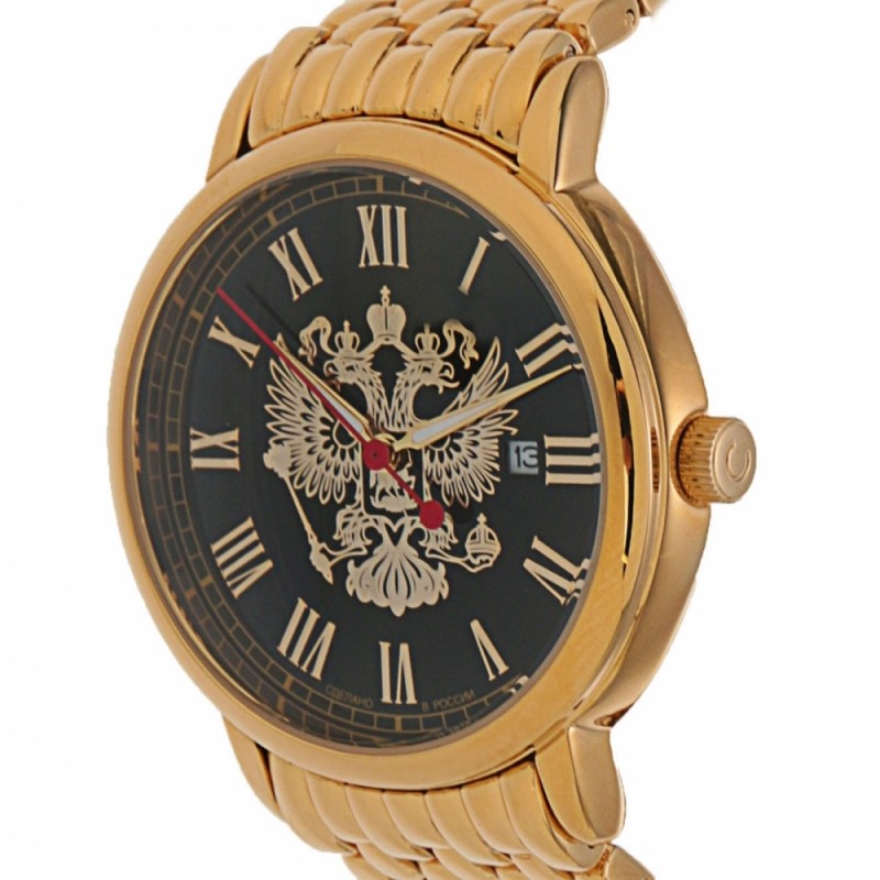 1419733/2115-100  кварцевые наручные часы Слава "Традиция" логотип Герб РФ  1419733/2115-100