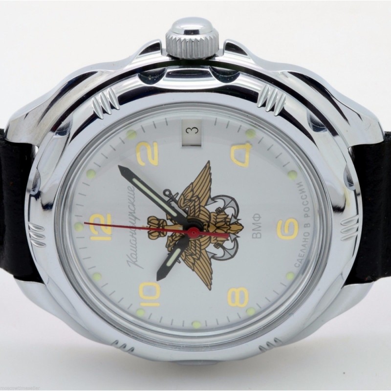211829  механические наручные часы Восток "Командирские" логотип ВМФ  211829