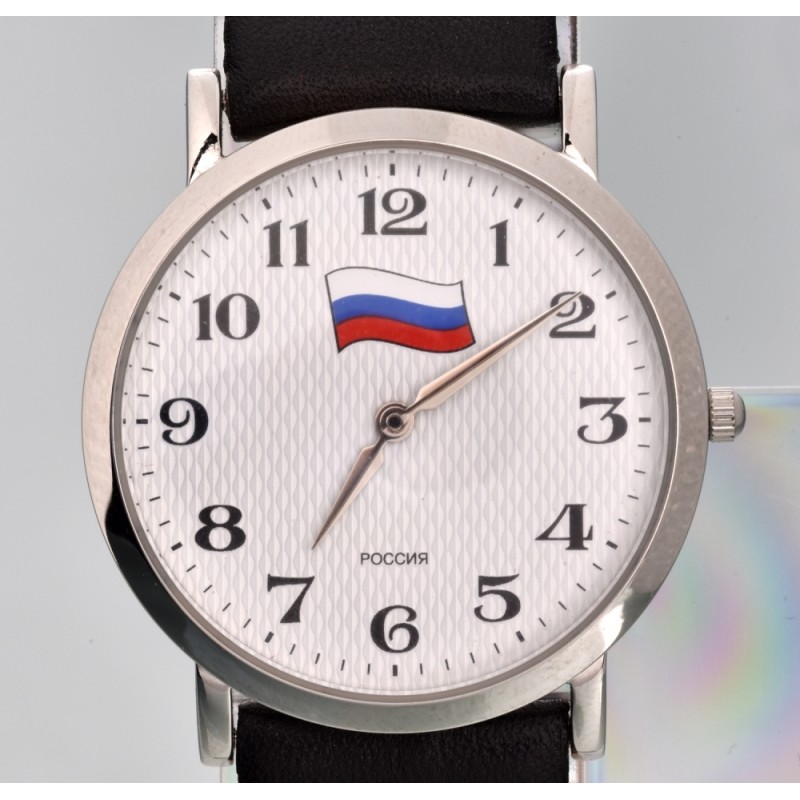1121269/300-2025  кварцевые наручные часы Слава "Премьер" логотип Флаг РФ  1121269/300-2025