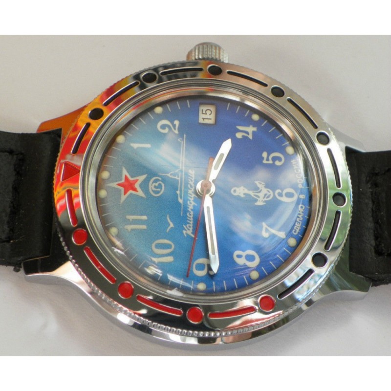 921289  механические с автоподзаводом наручные часы Восток "Командирские" логотип ВМФ  921289