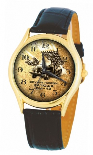 1119563/2035  кварцевые наручные часы Слава "Патриот" логотип БМ-13  1119563/2035