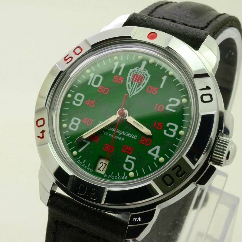 431950  механические наручные часы Восток "Командирские" логотип Пограничные войска  431950