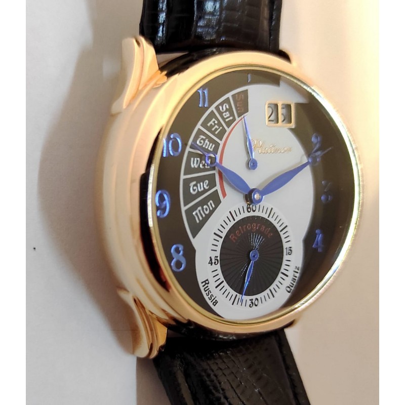 52750 russian gold кварцевый wrist watches Platinor "посейдон" for men  52750