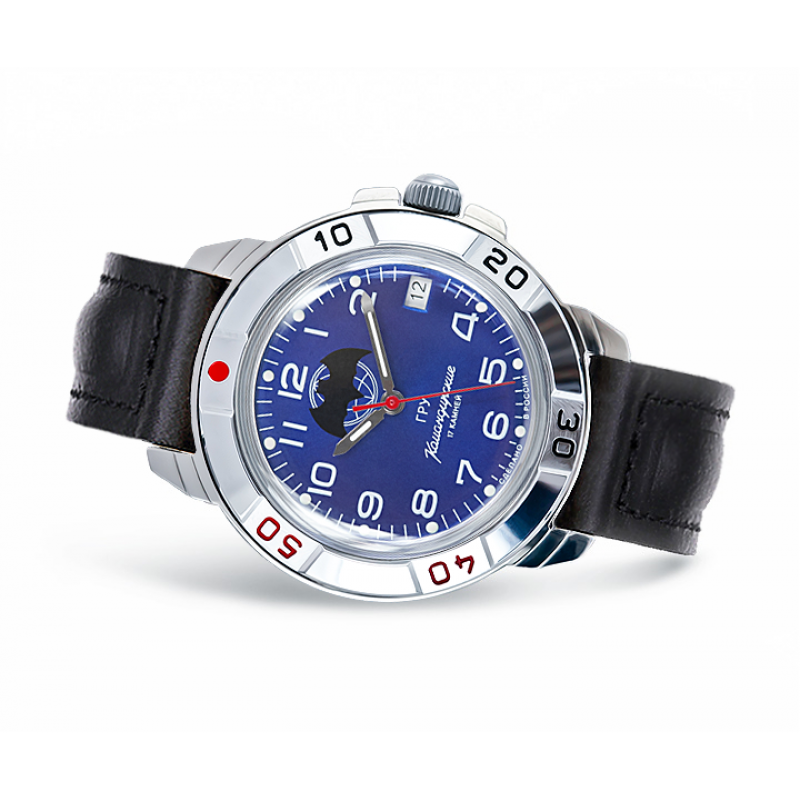 431874  механические наручные часы Восток "Командирские" логотип ГРУ  431874