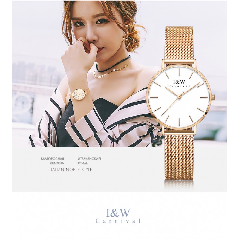 3002G-GW BR swiss Lady's watch кварцевый wrist watches Carnival  3002G-GW BR