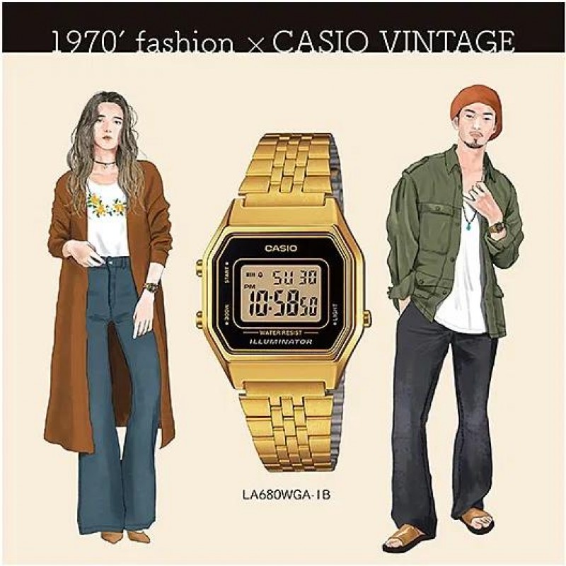 LA-680WGA-1B  кварцевые наручные часы Casio "Vintage"  LA-680WGA-1B