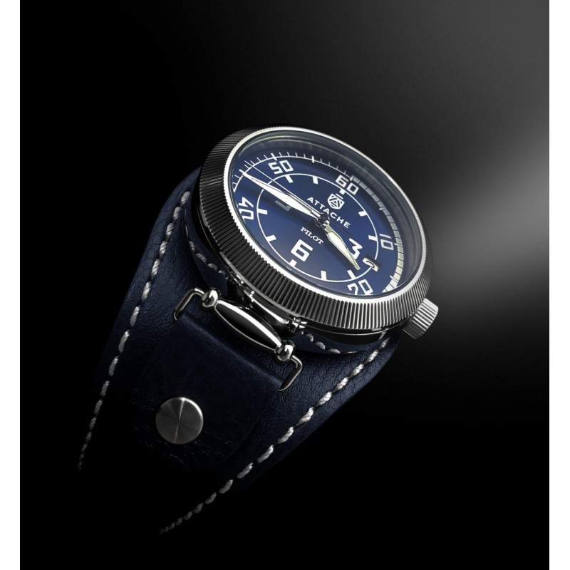 Pilot Steel-Blue russian механический wrist watches attache (атташе) for men  Pilot Steel-Blue