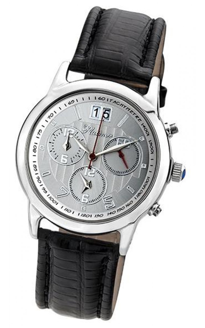 58400.206 russian silver Men's watch quartz hronograph wrist watches Platinor "сальвадор"  58400.206