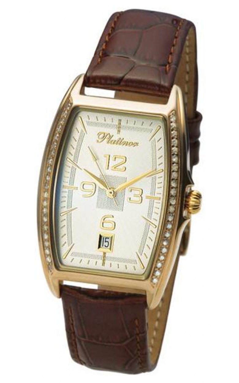 47751.110 russian gold кварцевый wrist watches Platinor "бостон" for men  47751.110
