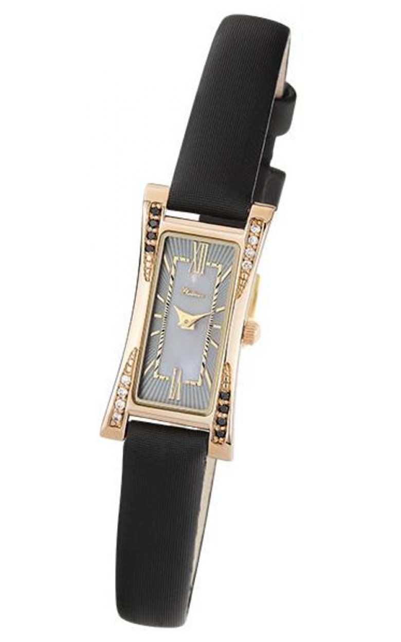 91755A.817 Наручные часы "Элизабет" женские золото 585*, вст-ка брилл.+черн.брилл. 91755A.817