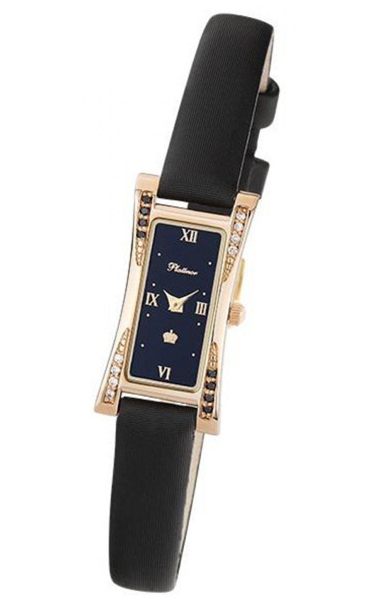 91755A.516 Наручные часы "Элизабет" женские золото 585*, вст-ка брилл+черн.бр. 91755A.516