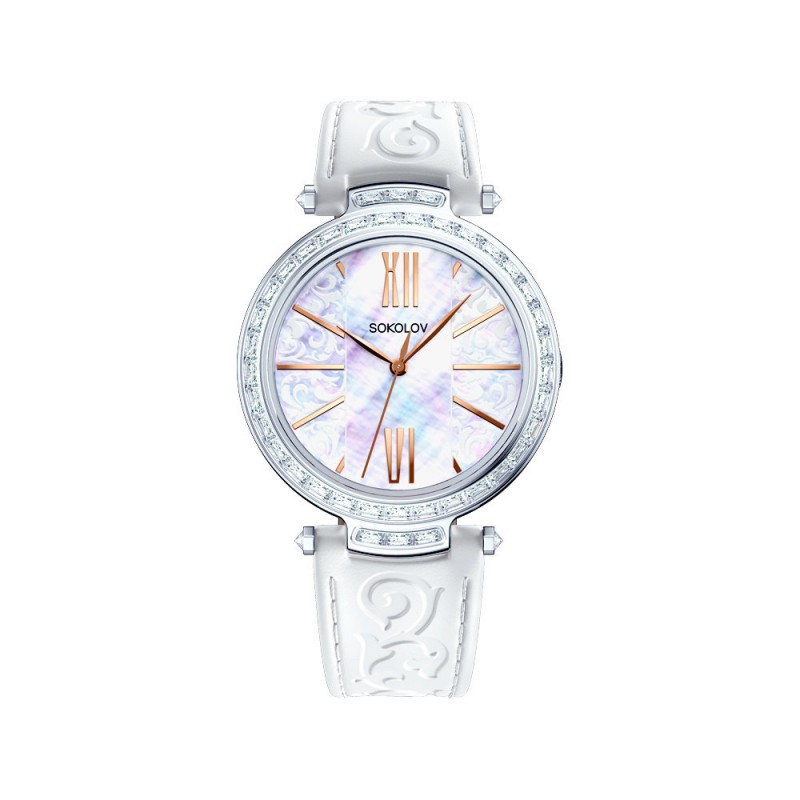 147.30.00.001.05.02.2  кварцевые наручные часы Sokolov "Versailles" логотип  147.30.00.001.05.02.2