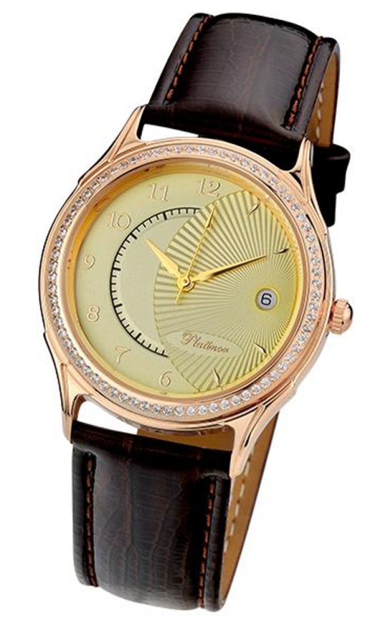 50356.432 russian gold кварцевый wrist watches Platinor "сатурн" for men  50356.432