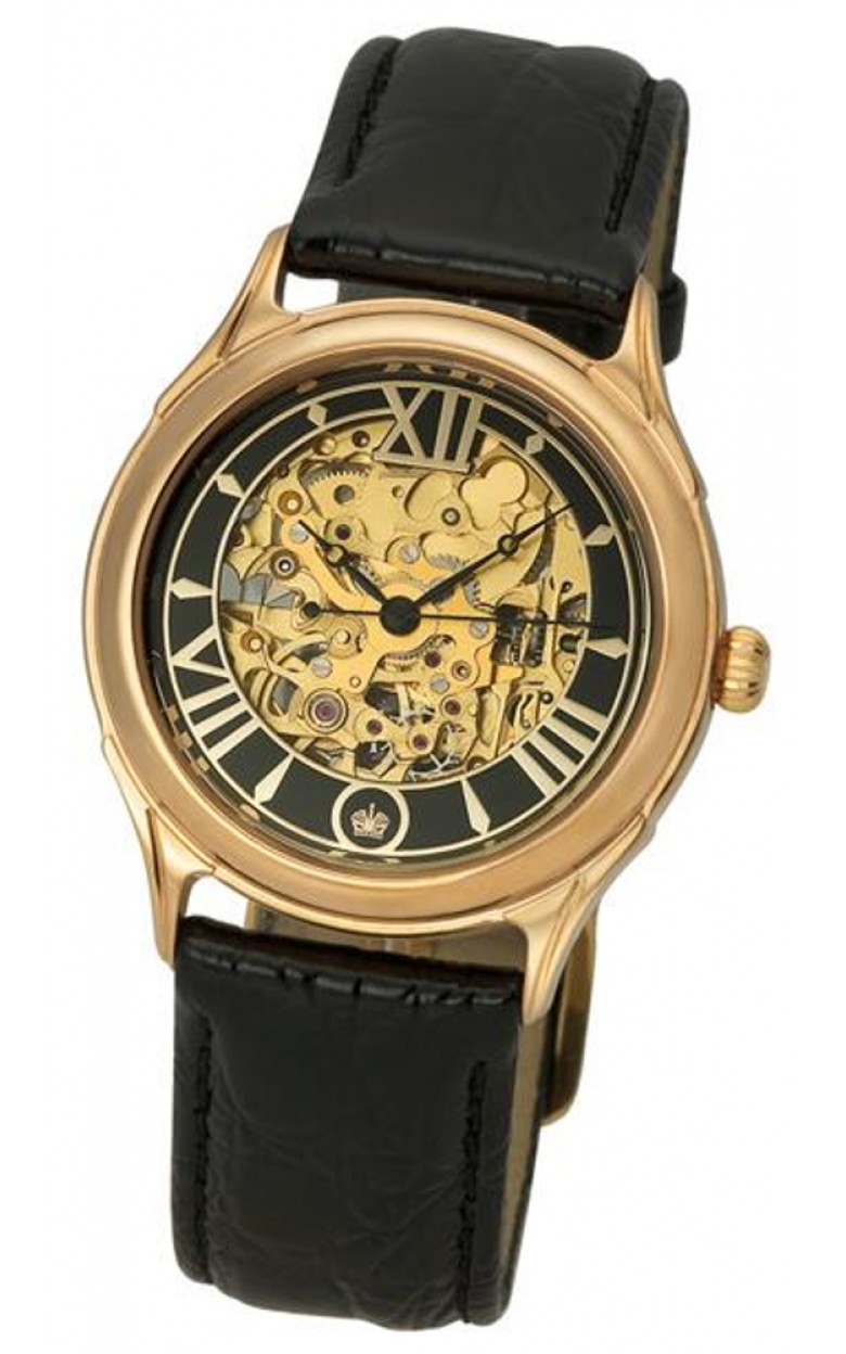 41950.557 russian gold Men's watch кварцевый wrist watches Platinor "Skeleton"  41950.557