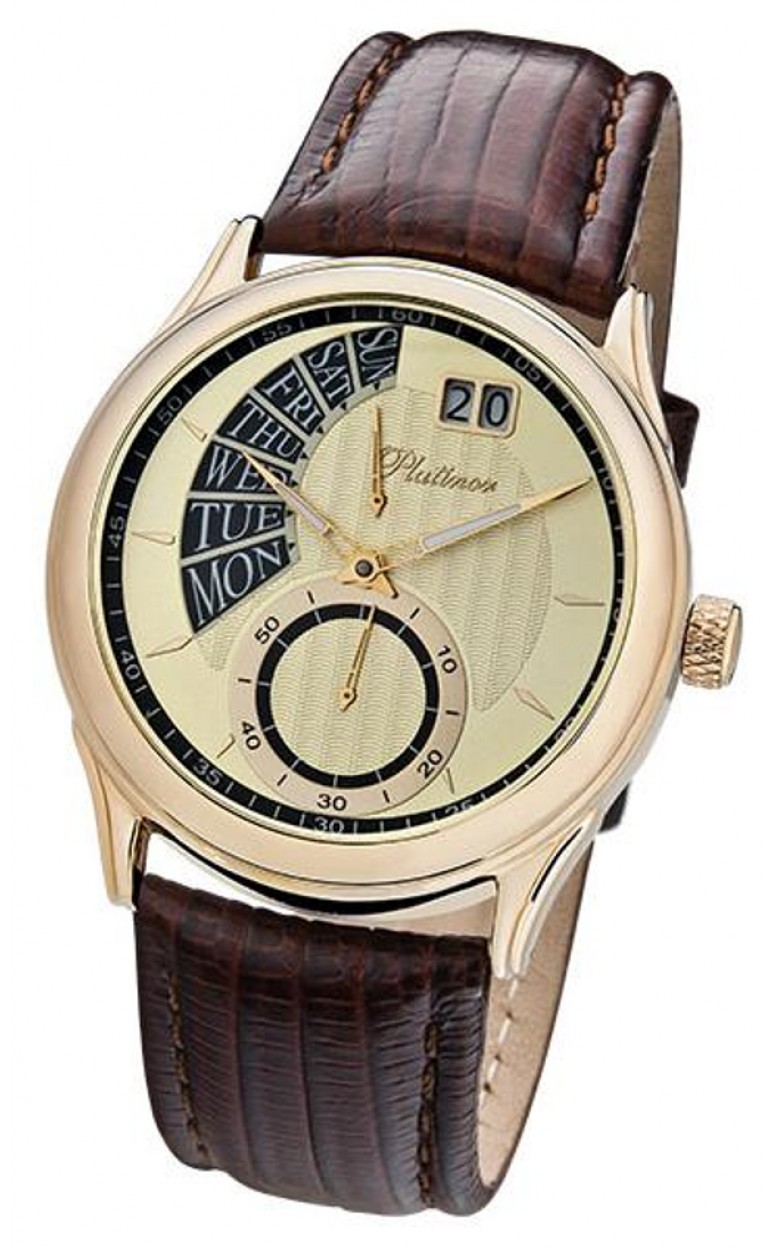 52750.428 russian gold кварцевый wrist watches Platinor "посейдон" for men  52750.428