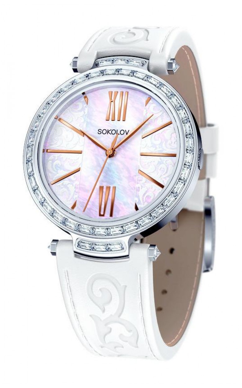 147.30.00.001.05.02.2  кварцевые наручные часы Sokolov "Versailles" логотип  147.30.00.001.05.02.2