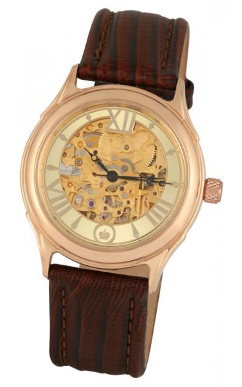 41950.457 russian gold Men's watch кварцевый wrist watches Platinor "Skeleton"  41950.457