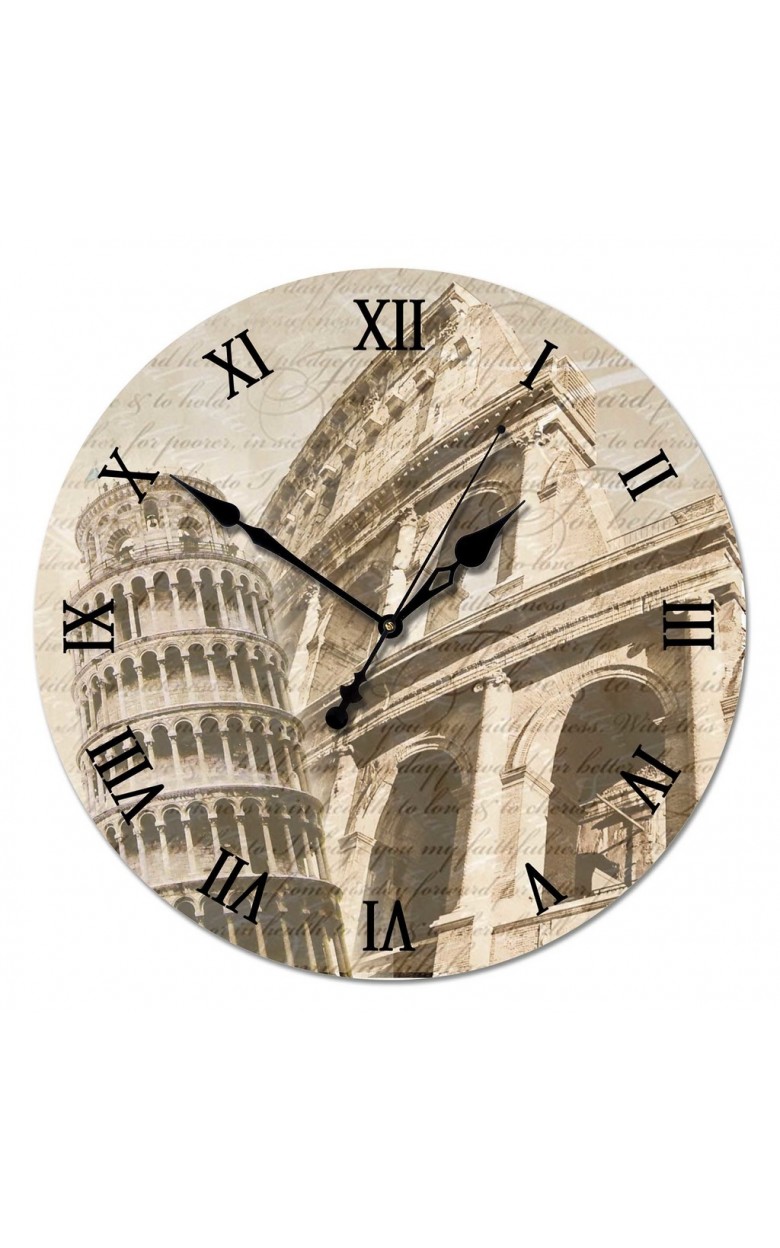 01-004 Настенные часы из стекла  01-004 "Старинная Италия"