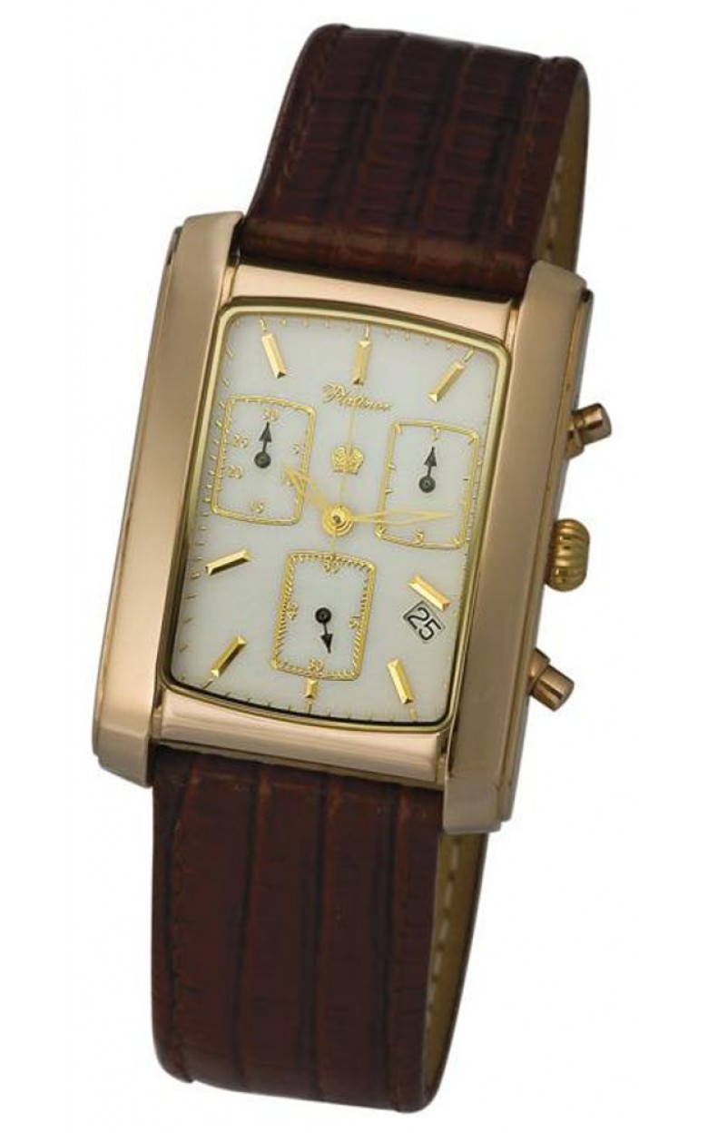 56350.303 russian gold quartz hronograph wrist watches Platinor "эстет" for men  56350.303