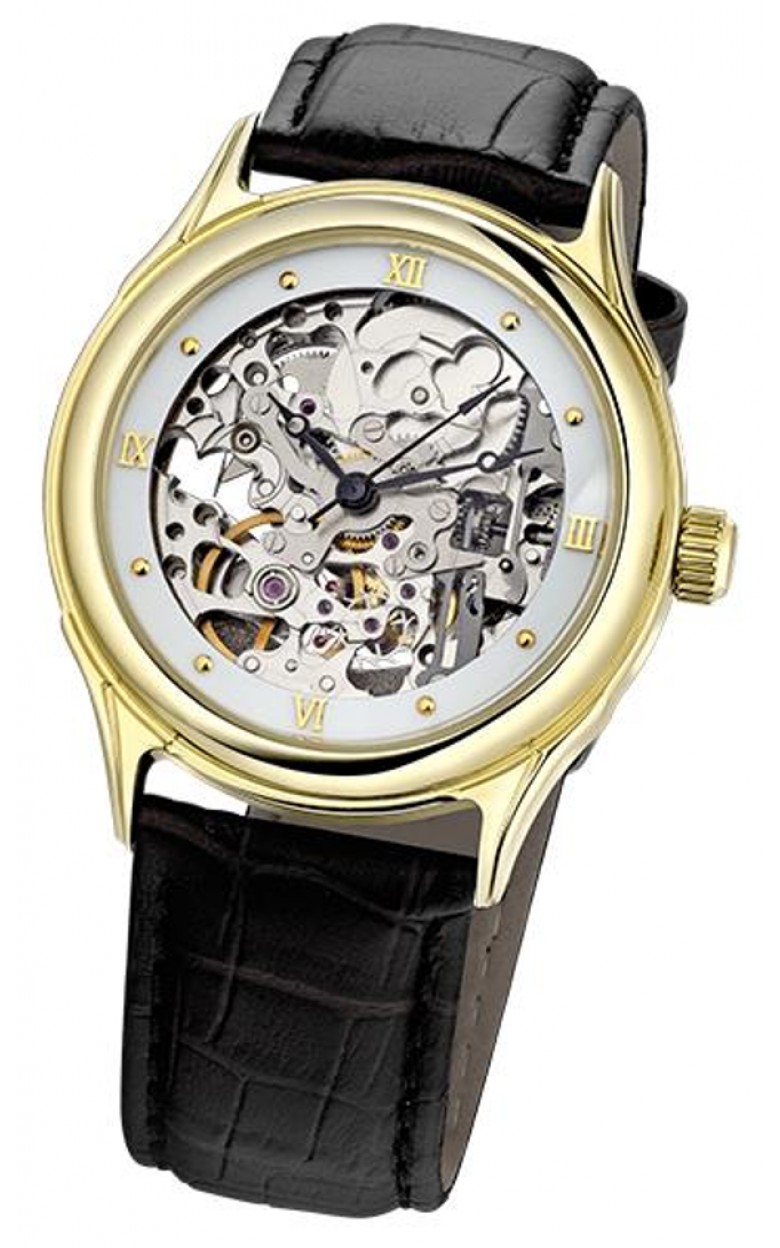 41960.158 russian gold Men's watch кварцевый wrist watches Platinor "Skeleton"  41960.158